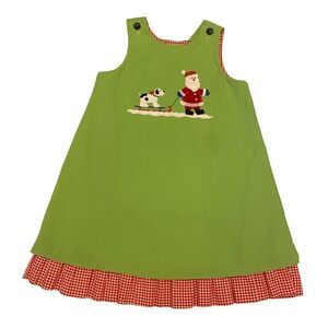 Mulberry Street Reversible‎ Red Green Santa Puppy Christmas Dress Size 6